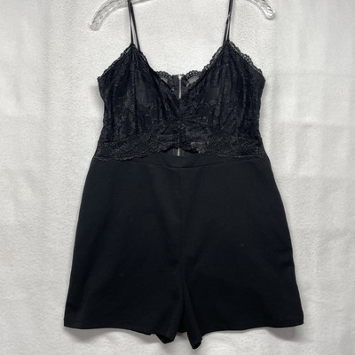 Justify Romper Women s XL Black Sexy Spaghetti Strap Lace Bodice Babydoll