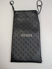 GUESS Sunglasses Eyewear Black Drawstring Faux Leather Soft Pouch Case Only