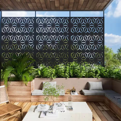 72 In. Outdoor Garden Fence Metal Privacy Screen Garden Screen Panels Star Patte