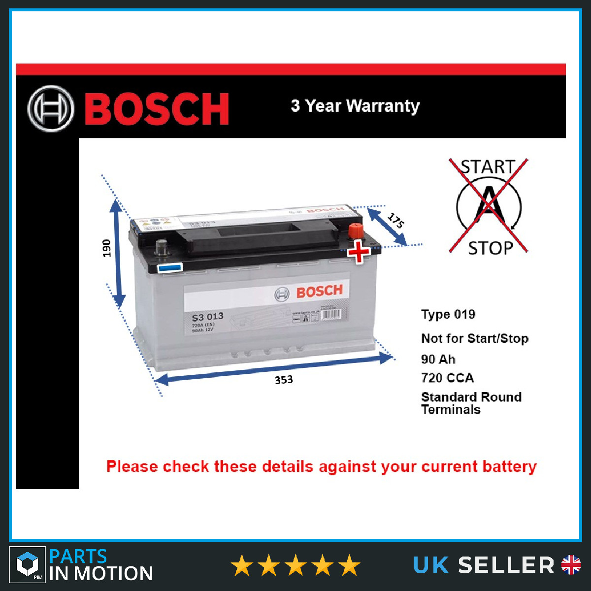 Battery fits FIAT DUCATO DINO COUPE TALENTO CAMPAGNOLA 242 REGATA 019