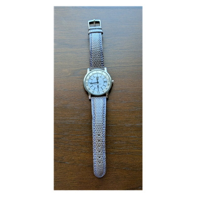 Bvlgari Solotempo Women Quartz White Dial Date SS Case Brown Leather Strap