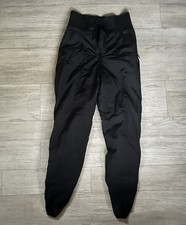 Vtg Tyrolia Skiwear Ski Snow Pants Womens Size 10 Black Nylon High Waisted Retro