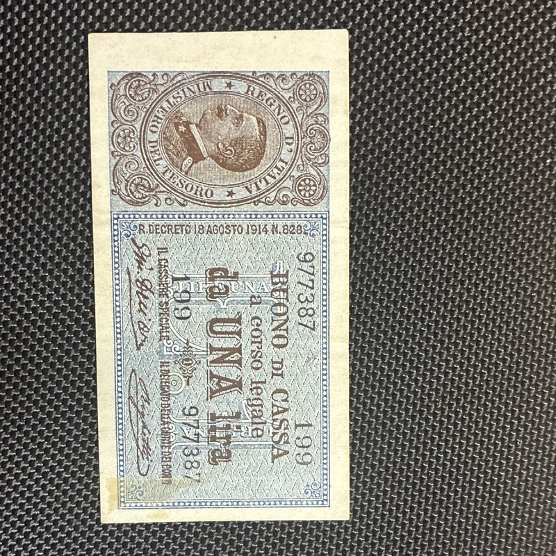 Italy 1914 2 Lire Buono di Cassa Banknote (Decreto 18 Agosto 1914 N.828)