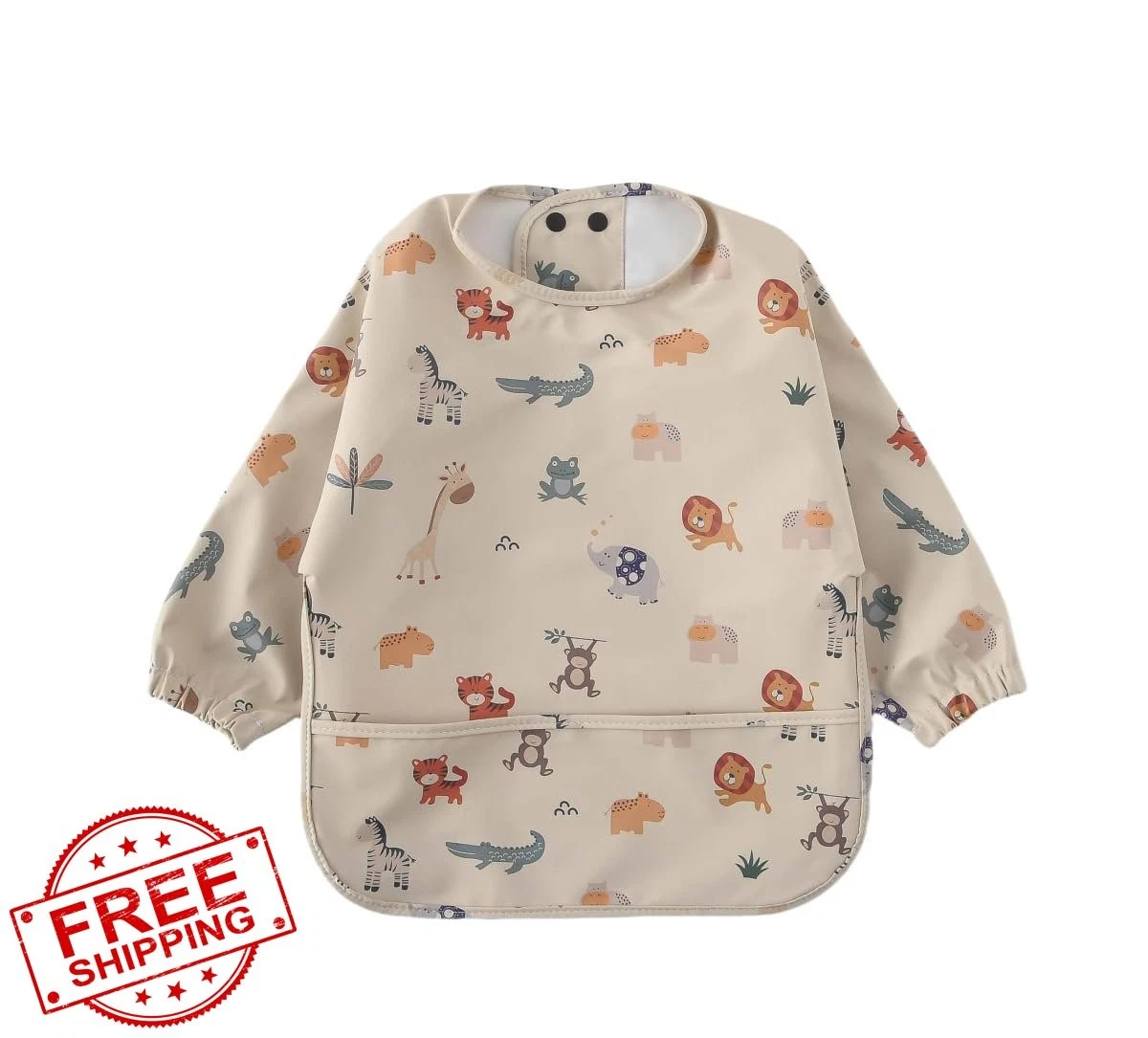 GZMM Baby Bibs Waterproof Toddler Long Sleeve Feeding Catcher Washable
