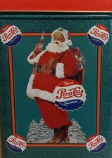 Pepsi-Cola Santa Tin 1996 Christmas Olive Can Co Green 6.5" x 4.5" x 4.5"