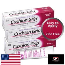Cushion Grip Thermoplastic Denture Adhesive 1oz - 3 Pack, Strong/Comfortable Hol