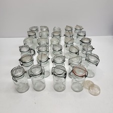LOT OF 29 - Vintage "1875" SMALL Glass Canning Jar with Glass Lids Metal Rings