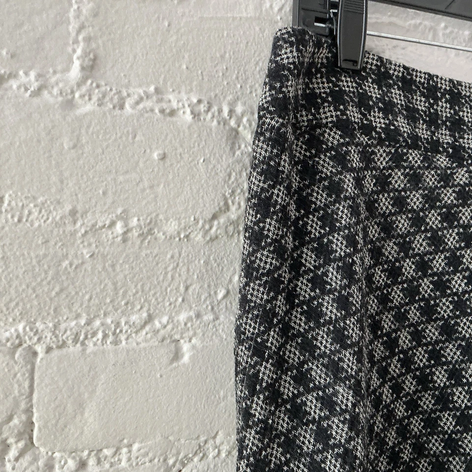 Falda De Colección Ann Klein 100% Lana Negra Gris Estampado Línea A Midi Modesta Cápsula Talla M Foto 2 de 4