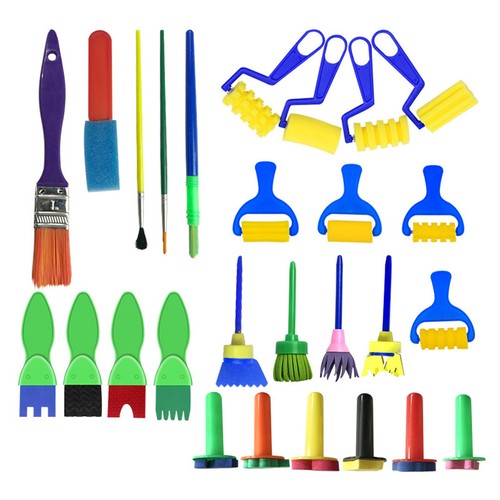  27 szt. Pędzle do malowania dla dzieci Zestawy gąbek Narzędzia malarskie dla dzieci - Zdjęcie 4 z 11