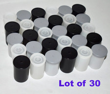 Lot 30 Plastic 35mm Film Canisters Black Clear w/ Lid Top - Hobby Hardware Craft