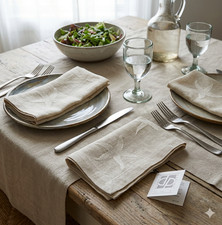 Dermond Peterson Design Russian Linen Hand Printed & Sewn Dinner Table Napkins 5