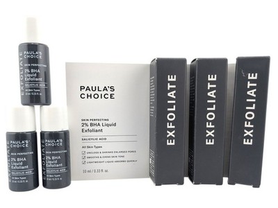 3x Paula's Choice Exfoliate 2% BHA Liquid Exfoliant Salicylic 10ml Each Travel