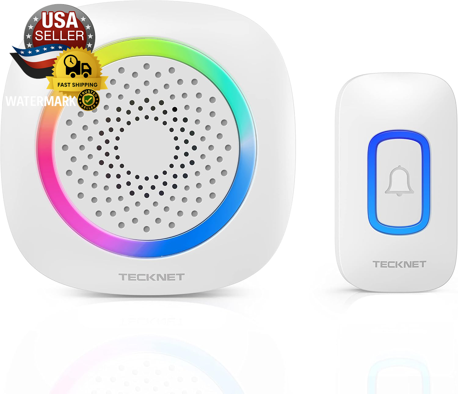 1300ft Wireless Doorbell with RGB Alarm Light IP66 Battery-Powered