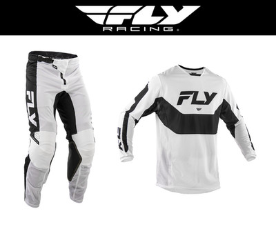 NEW 2026 Fly Racing Kinetic Mesh Gear Set - Jersey & Pants - White/Black