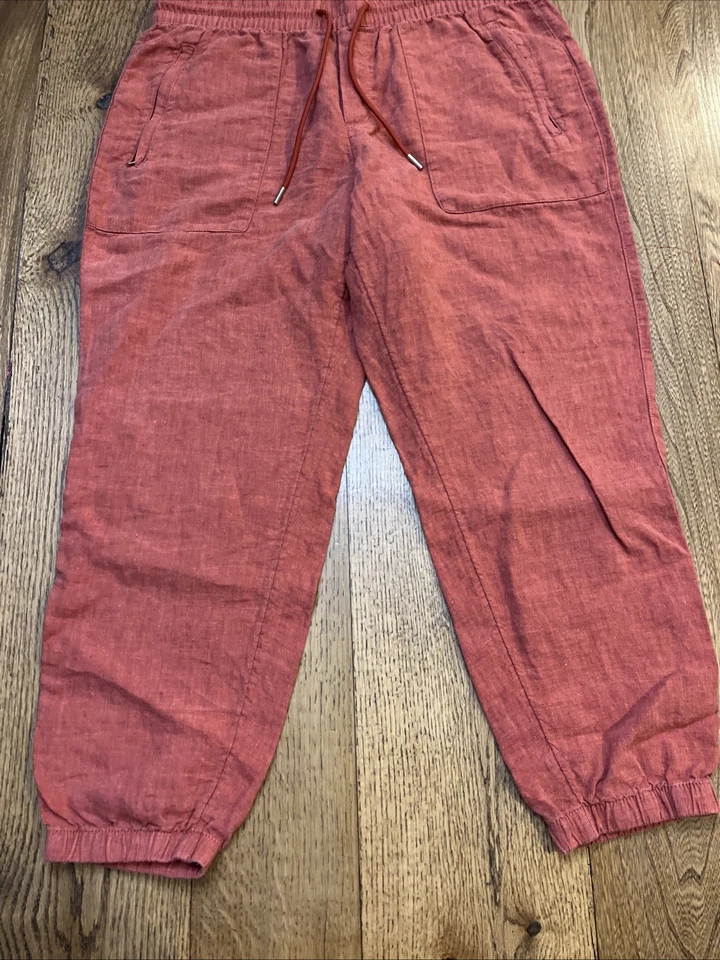 Athleta 100% Linen Cabo Jogger Red Drawstring, Women's 10 Petite - Image 2 of 4