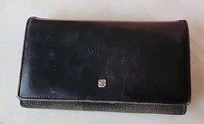 Bosca Leather Wallet - Ladies Leather  Canvas - Large Bifold Bosca Manhattan