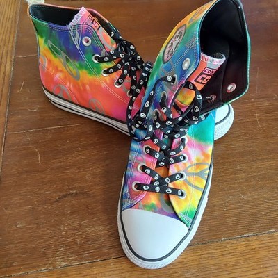 Converse Chuck Taylor CTAS Pro Hi Reflective Tie Dye Peace Sign Mens 9 Women 11 