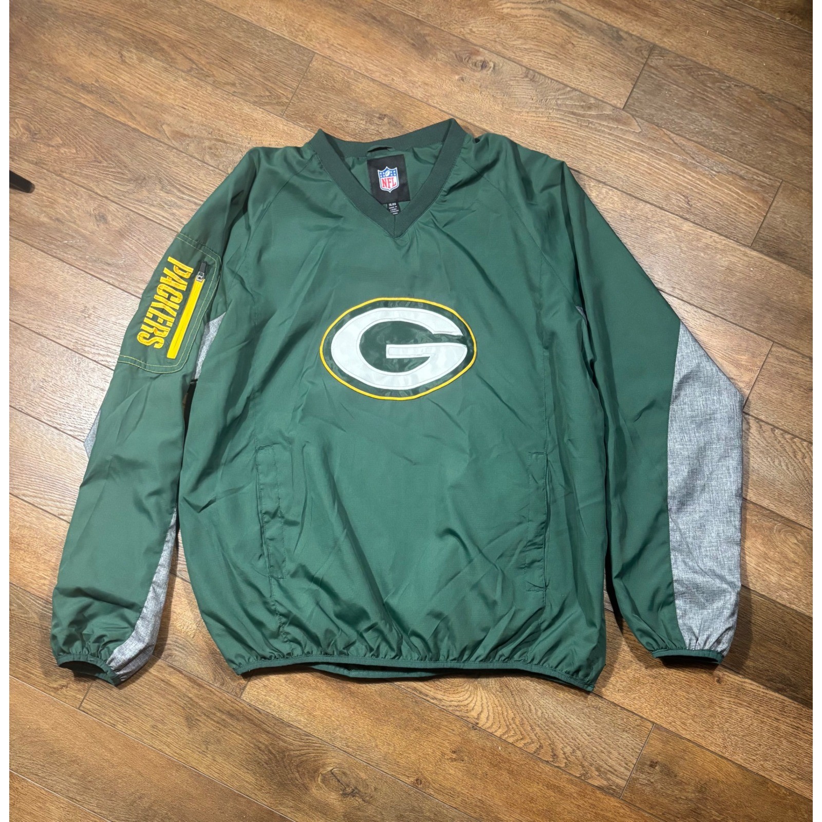 Green Bay Packers NFL Pullover V Neck Windbreaker Jacket Men's XL