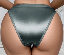 Glossy Teal Wet Look Second Skin Satin Buttery Soft String Bikini Pantie XL NEW