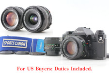 2 Lens Set MINT Canon AE-1 Program Black Film Camera New FD 50mm  28mm JAPAN