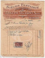 Joseph Dupont French Stone Mason Antique Graphic Advertising Sales Receipt 1925