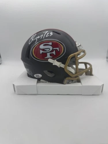 Christian McCaffrey Signed San Francisco 49ers Black Mini Helmet COA Holog