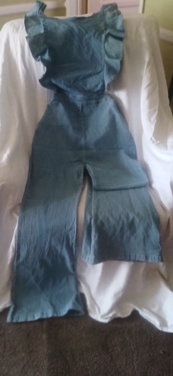 Denim Halter Back Jumpsuit View 3