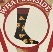 Sockopath PIZZA Men's One Size Fits Most Crew Socks GIFT/BOXED Black Yellow Red
