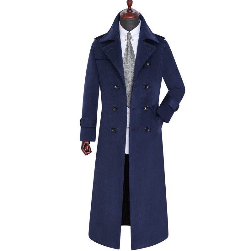 Wool Coat Men's Over-the-knee New Business Casual Slim Double