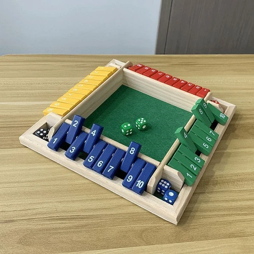 4-Spieler Shut The Box Würfelspiel Klappenspiel Brettspiel für Kinder Erwachsene - Bild 5 von 11