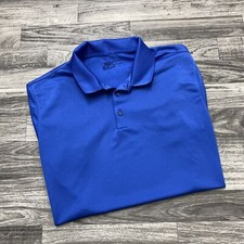 NIKE Standard Fit Dri-Fit Button Front Blue Polo Golf Shirt Men's Size Large
