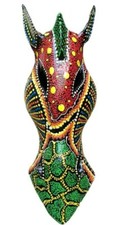 Mask Decor Wood Zebra African Tiki Wall Hanging Handmade Carved Giraffe Collect
