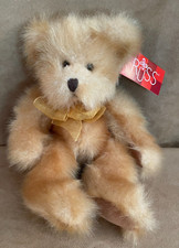 Russ Berrie Pennington Teddy Bear From the Past Gold Shiny Velvet Paws Bow 10"