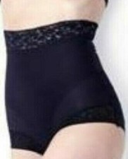 Ladies Slim n Lift High Waist Briefs with Lace trim - Black or Nude Sizes S-X
