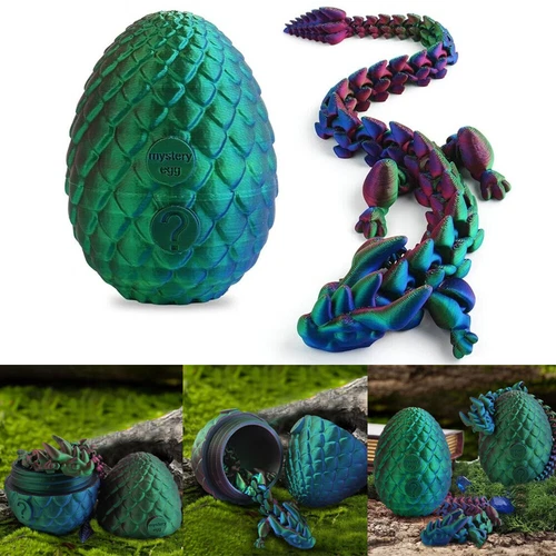3D Printed Dragon Egg 12" Articulated Crystal Dragon Fidget Toy Figurine Decor - Picture 9 of 9