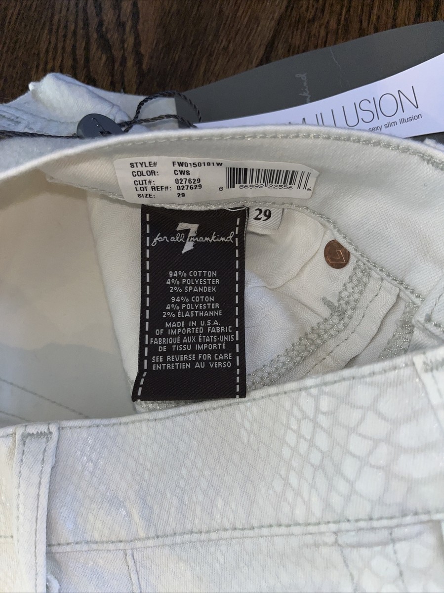 送料2 7 For All Mankind Women Snakeskin Slim Illusion Cream Pants Jeans