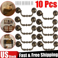 10Pcs Vintage Drop Bail Dresser Drawer Pulls Antique Bronze Cabinet Handles Knob