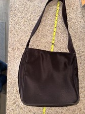 Nylon Sling Shoulder Bag Cross Body Travel Day Pack Purse Wide Strap Brown EUC