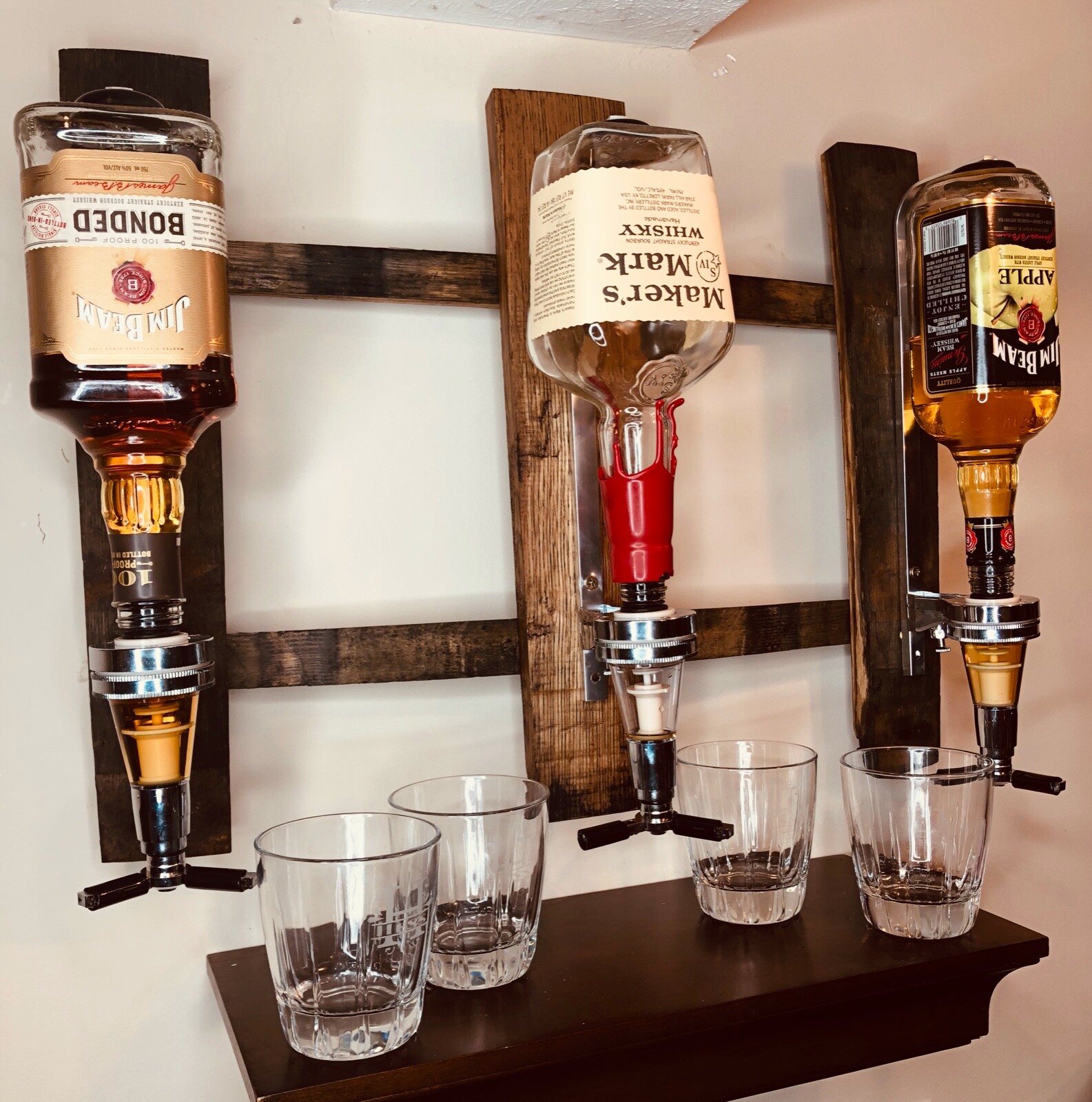 Liquor Dispenser/Bourbon Stave Liquor dispenser/Wall Mount Dispenser