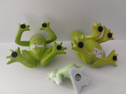 Frosch Frösche Fisch Paket Deko Figur 6Teile 5 stück grün + 1 Fisch in gelb - Bild 8 von 13