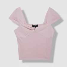 Aqua Kid's Girl's Pink Solid Twist Bust Top Size XL