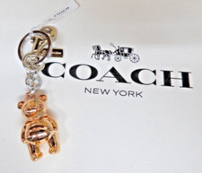 Coach 87166 3D Teddy Bear Bag Charm Keychain Rose Gold NWT LQQK