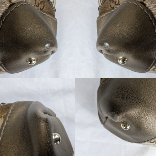 Echte Gucci beige/braun GG Lurex Herz Bit Canvas Handtasche Bronze Made in Italy. - Bild 8 von 13