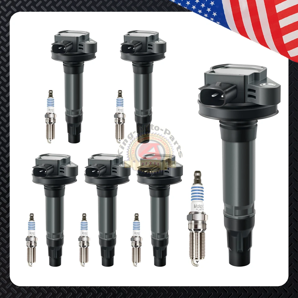 Ignition Coil Set & Motorcraft Spark Plug for 2007-2010 Ford Edge Lincoln UF553 - Image 2 of 4