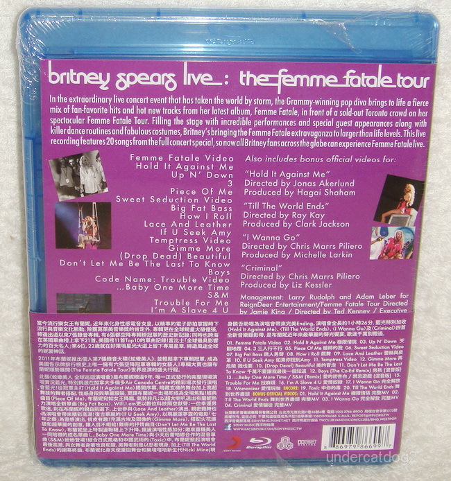 Britney Spears Live The Femme Fatale Tour Taiwan Blu-ray (BD) w
