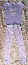 Old Navy Girls Light Purple Short Sleeve Long Pants Giraffe Pajamas Size 5T