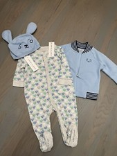 NEW Janie and Jack boy SPRING WINTER 3-piece dog sleeper jacket hat SET 3 6 9 12