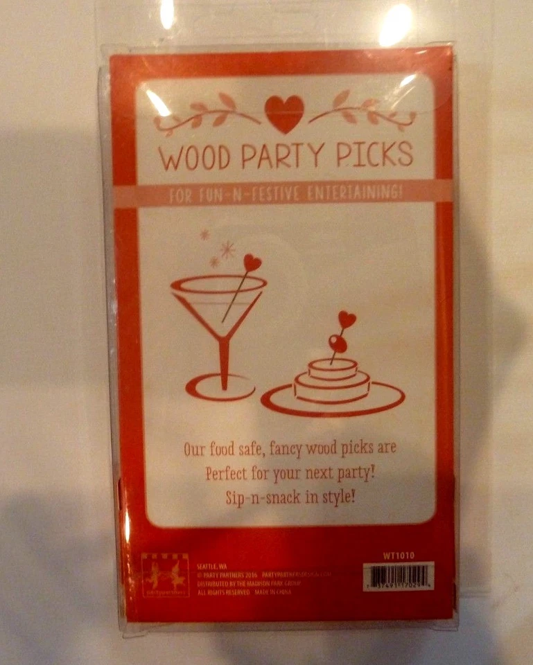 Paquete de 2 palillos de dientes para adorno de pasteles de madera corazones suministros de boda de fiesta de San Valentín Foto 4 de 4