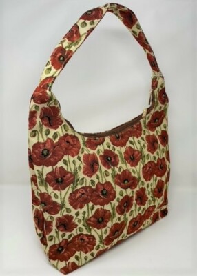 Tapestry Hobo Handbag Shoulder Tote Purse Bag Poppy Design