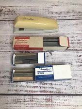 SWINGLINE Stapler Model 646 Tested & Works Yellow Cream White Staples VTG